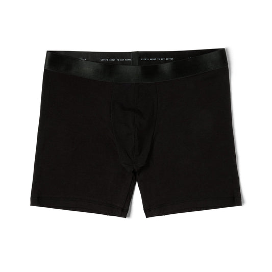 A Better Cotton Boxer Brief from Better Clothing Company, a men's breathable black boxer brief on a white background.