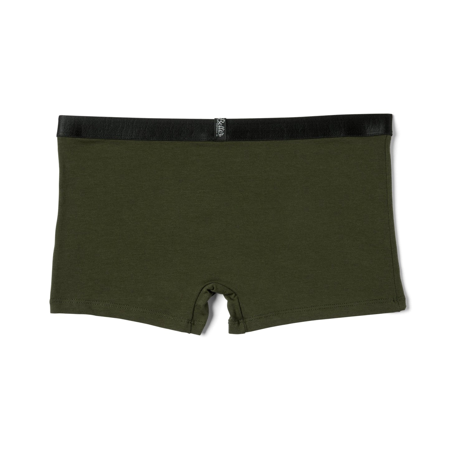 A super comfortable Better Cotton Boyshort from Better Clothing Company with a black waistband.